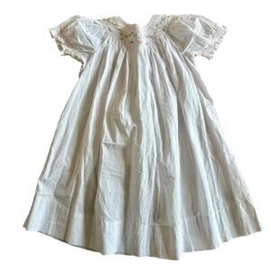 Strasburg smocked White Cottont Bishop Dress 24 months embroidered vintage
